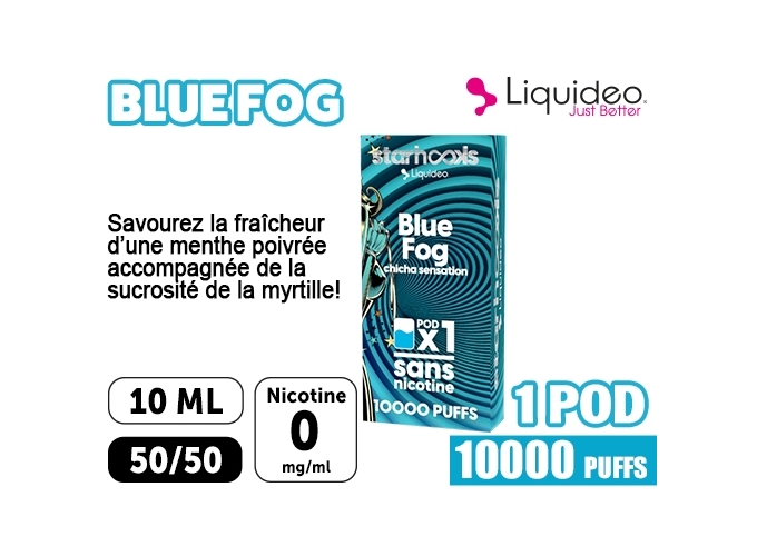 1 POD CHICHA LIQUIDEO 10K BLUE FOG MYRTILLE
