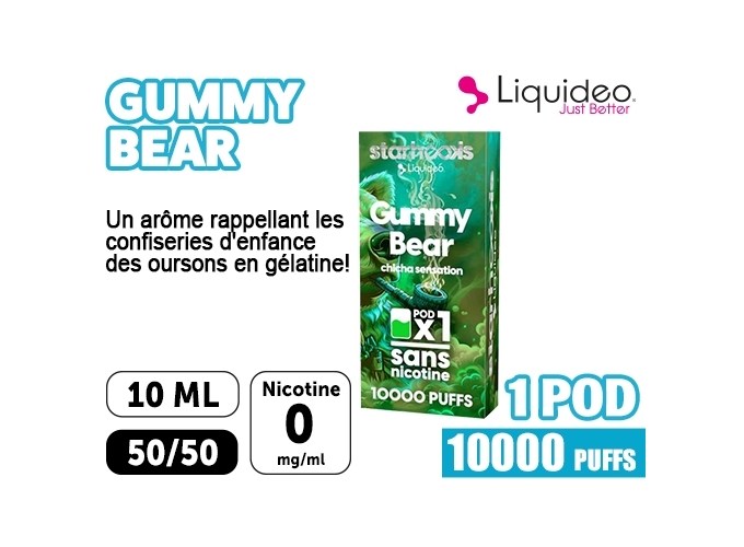 1 POD CHICHA LIQUIDEO 10K GUMMY BEAR BONBON OURSON