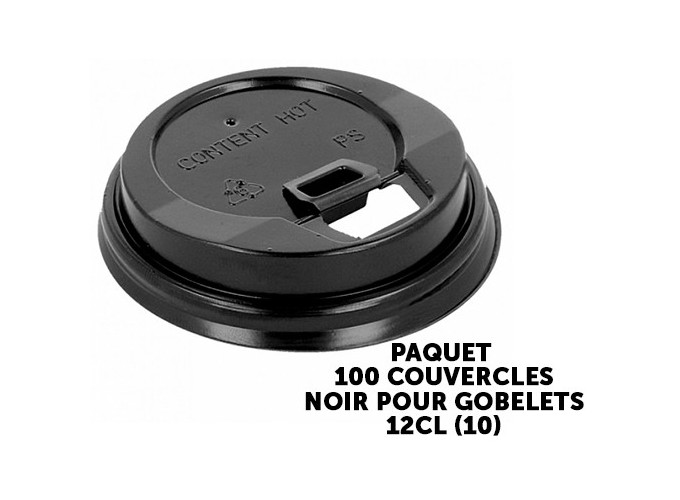100 COUVERCLES NOIR POUR GOBELETS 12CL (10)