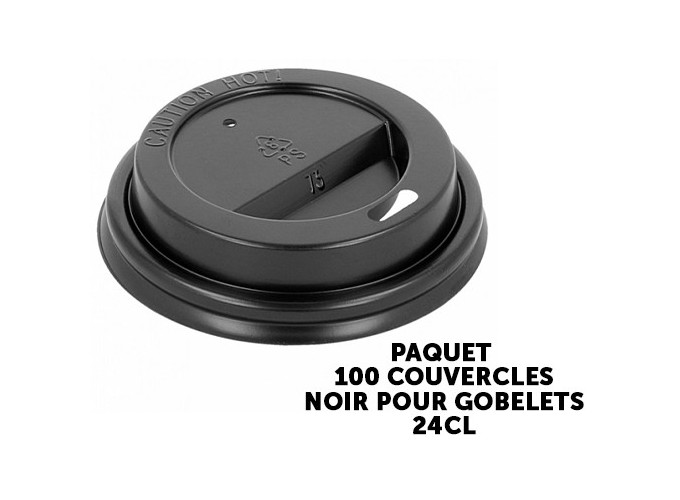 100 COUVERCLES NOIR POUR GOBELETS 24CL (10)