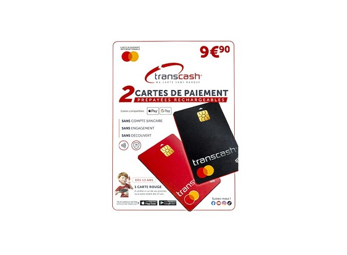 2 CARTES BANCAIRES TRANSCASH             PVC 9.90€