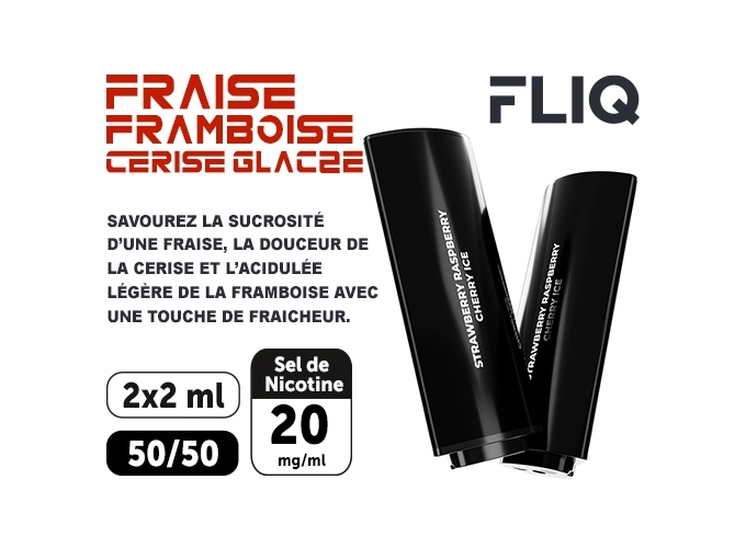 2 POD FLIQ FRAISE GLACEE FRAMBOISE CERISE 20 MG