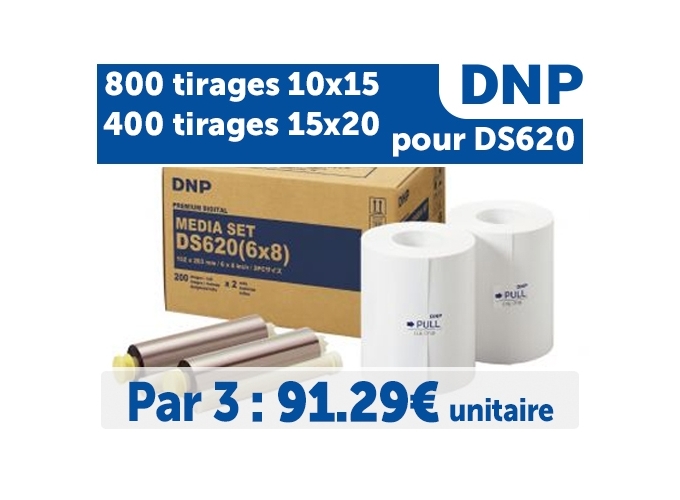 * 3 Pack ** PAPIER DNP pour DS620  10X15 X 15x20