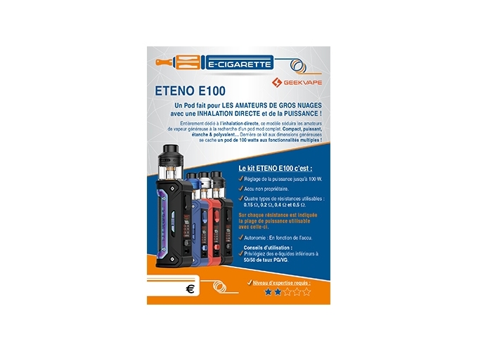 AFFICHE A6 ETENO E100 GEEK VAP