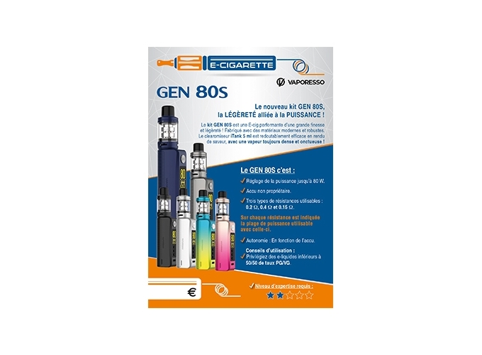 AFFICHE A6 GEN 80 S VAPORESSO
