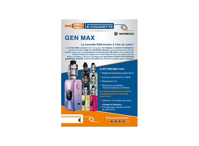 AFFICHE A6 GEN MAX VAPORESSO