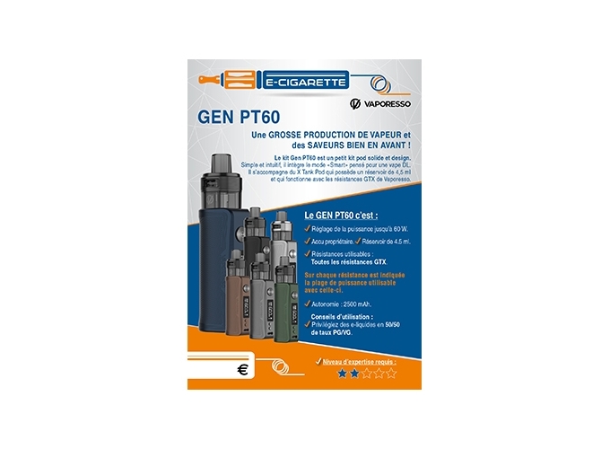 AFFICHE A6 GEN PT 60 VAPORESSO