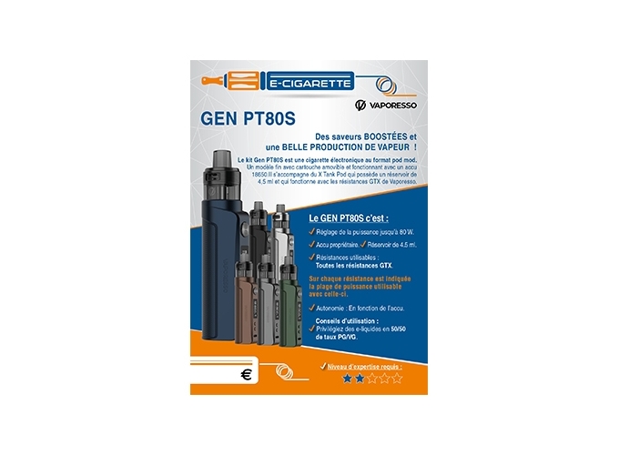 AFFICHE A6 GEN PT 80 VAPORESSO