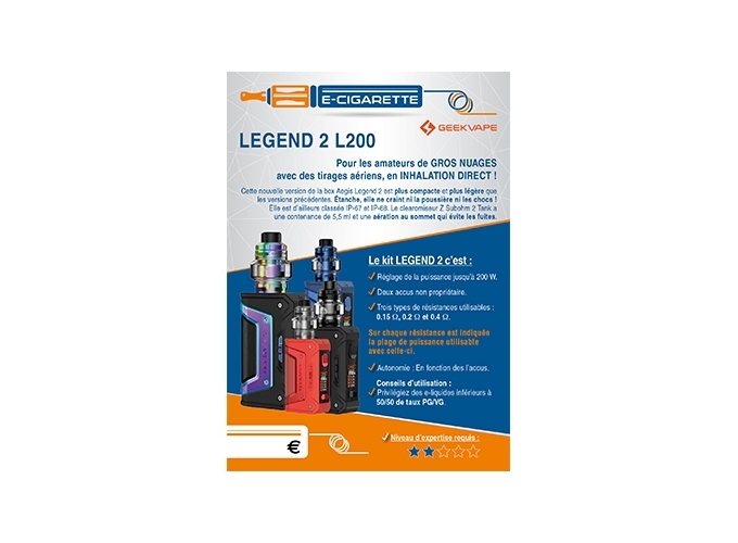 AFFICHE A6 LEGEND 2 L200 GEEK VAP