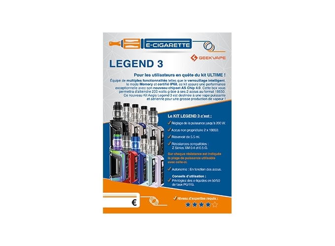 AFFICHE A6  LEGEND 3 GEEKVAP