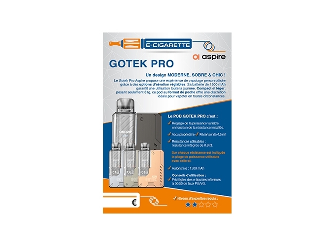 AFFICHE A6 POUR GOTEK PRO ASPIRE