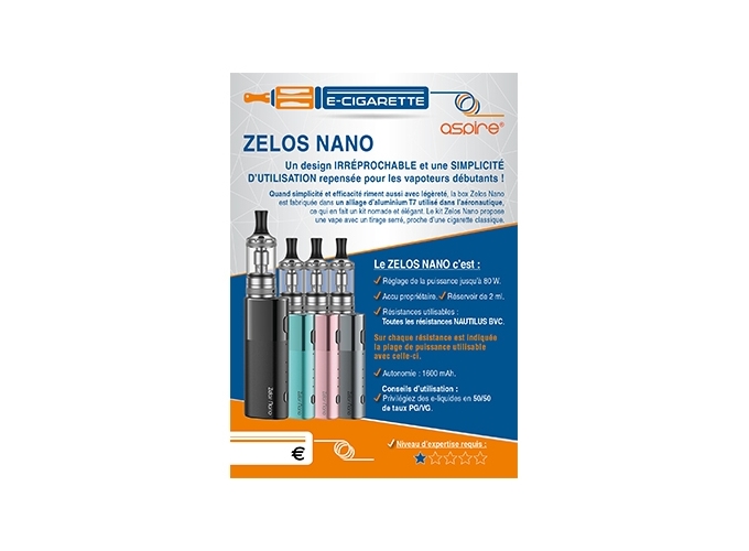 AFFICHE A6 ZELOS NANO ASPIRE