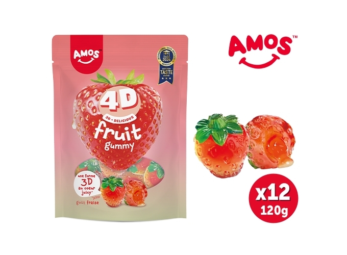 AMOS FRUIT 4D FRAISE SACHET 120GR (12)