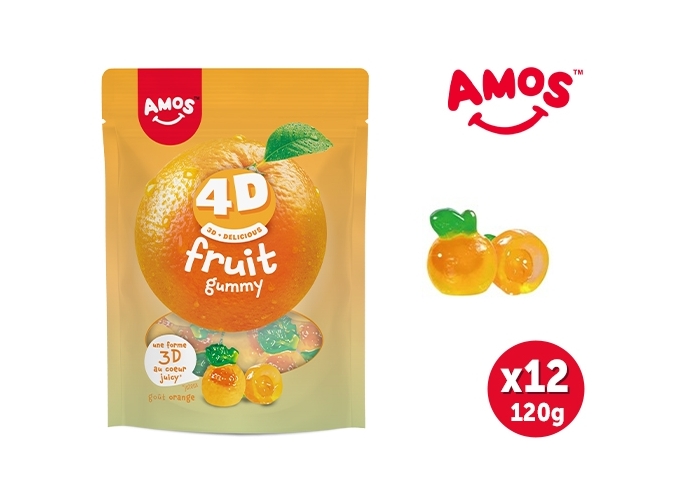 AMOS FRUIT 4D ORANGE  SACHET 120GR (12)