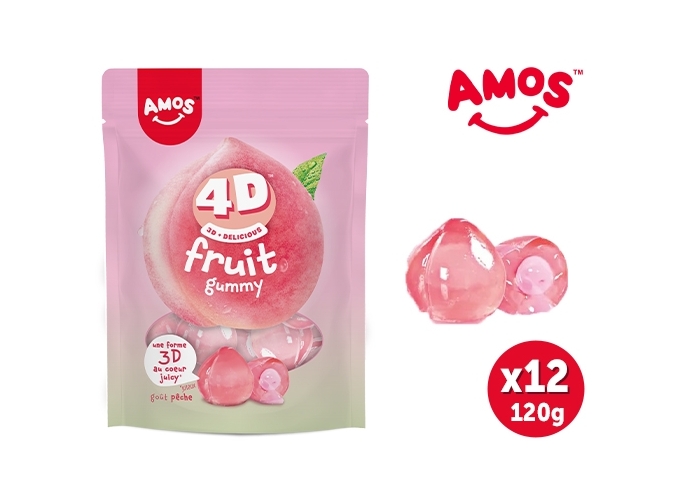 AMOS FRUIT 4D PECHE  SACHET 120GR (12)