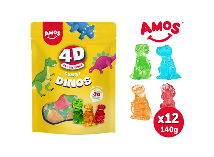 AMOS KIDS 4D DINOS SACHET 140GR (12)