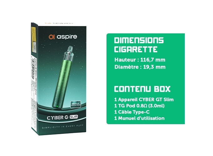 ASPIRE G SLIM 1200 MAH METAL VERTE
