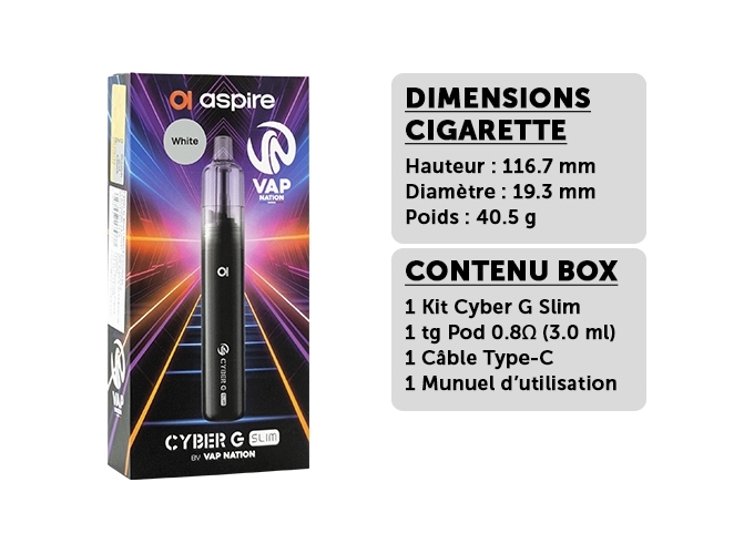 ASPIRE G SLIM VAP NATION BLANCHE