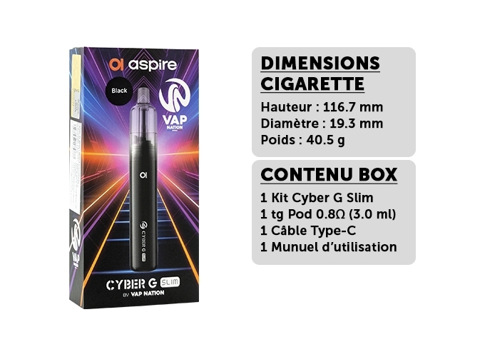 ASPIRE G SLIM VAP NATION NOIRE