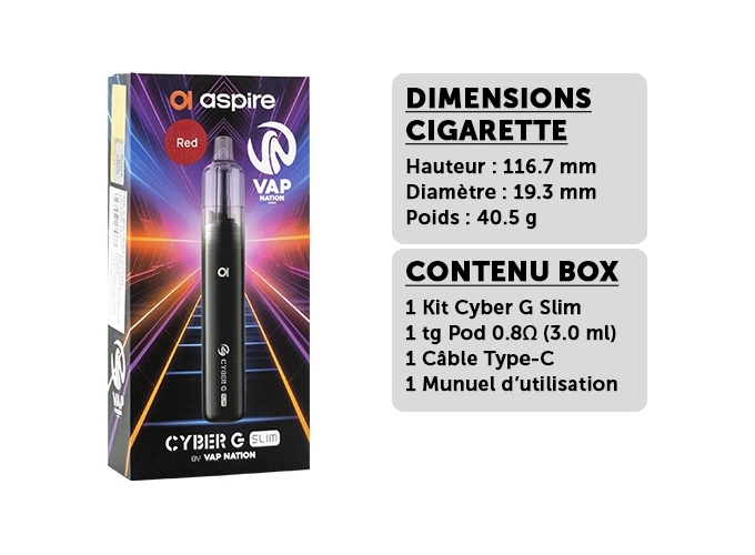 ASPIRE G SLIM VAP NATION ROUGE
