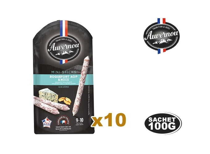 AUVERNOU MINI STICK ROQUEFORT NOIX 100GR (10)