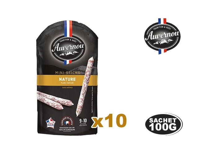 AUVERNOU SAUCISSON MINI STICK NATURE 100GR (10)