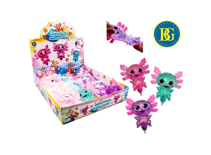 AXOLOTL ANTISTRESS GEL 10CM 3 COUL. ASS. (BTE.12)