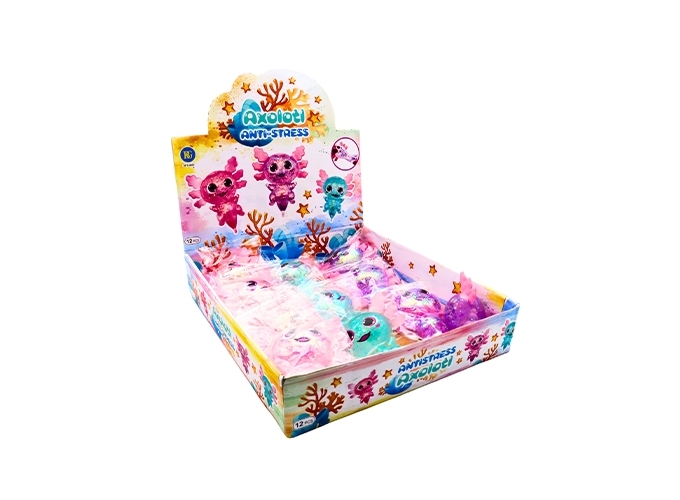 AXOLOTL ANTISTRESS GEL 10CM 3 COUL. ASS. (BTE.12)