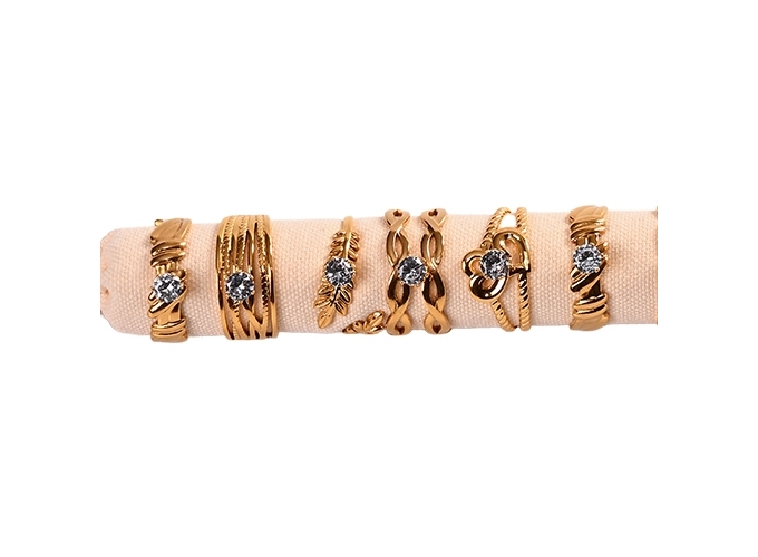 BAGUE DOREE COULEUR ASSORT. (12)