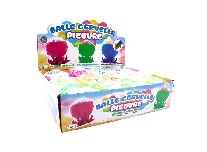 BALLE CERVELLE FILET PIEUVRE 9CM 4 COUL. (BTE.12)