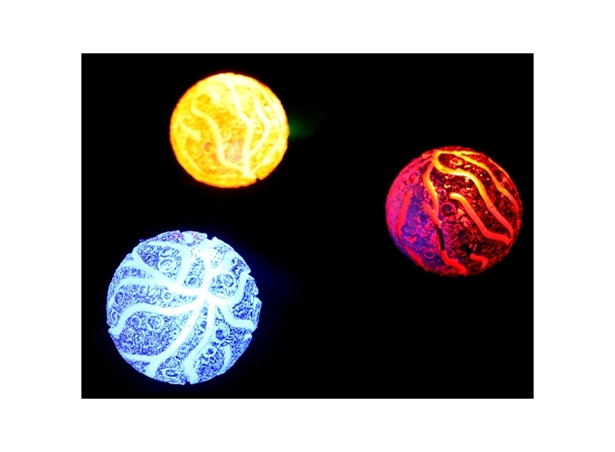 BALLE LUMINEUSE METEORITE 6cm 3 ASS. (PR.12)
