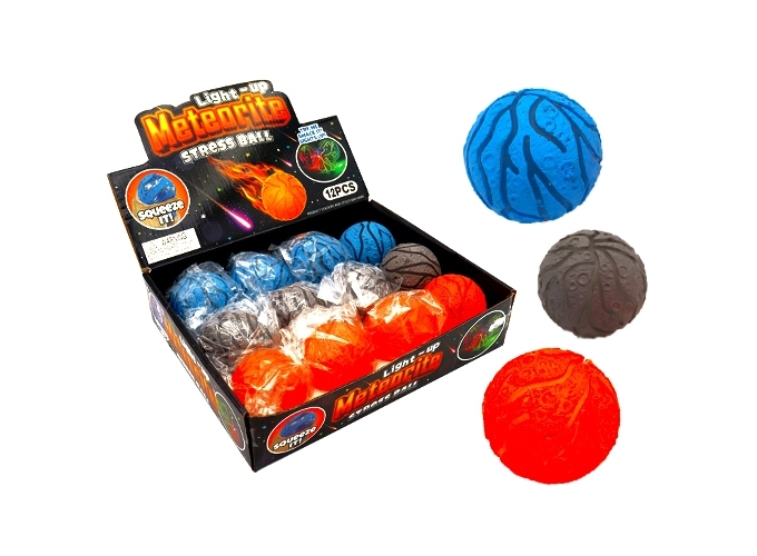 BALLE LUMINEUSE METEORITE 6cm 3 ASS. (PR.12)