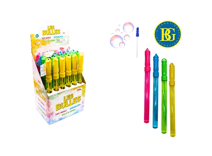 BATONS 37CM BULLES SAVON 4 COULEURS ASS. (BTE.24)