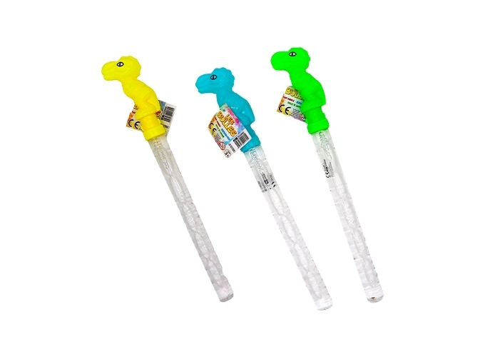 BATONS 37CM BULLES SAVON DINO 3 COUL ASS. (BTE.24)