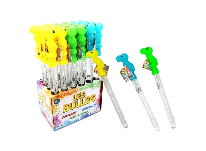 BATONS 37CM BULLES SAVON DINO 3 COUL ASS. (BTE.24)