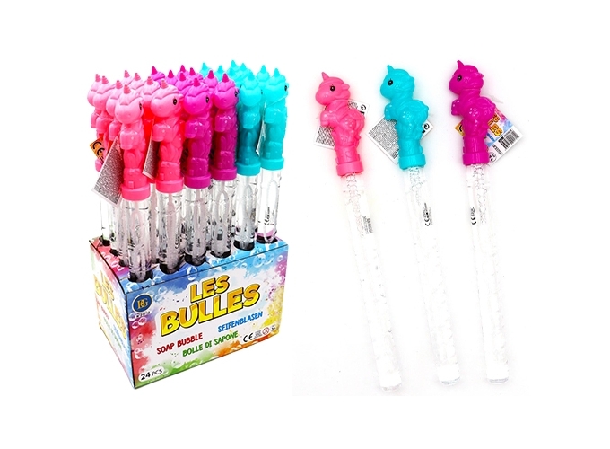 BATONS 37CM BULLES SAVON LICORNE 3 COUL (BTE.24)