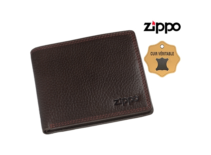 BI-FOLD WALLET ZIPPO MARRON BROWN RANGE  (1)
