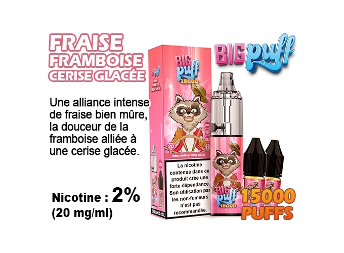 BIG PUFF 15K FRAISE FRAMBOISE CERISE GLACÉE 2%