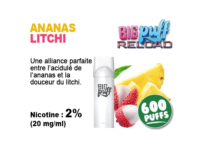 BIG PUFF RELOAD 2 POD ANANAS LITCHI 20 MG