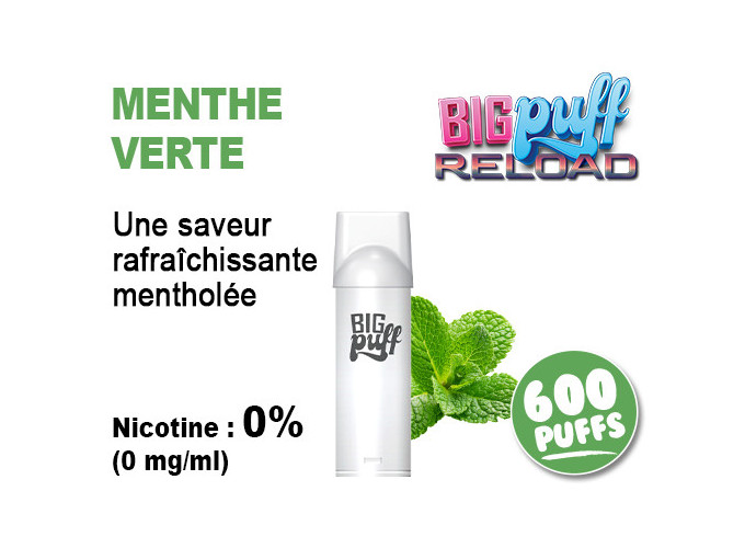 BIG PUFF RELOAD 2 POD MENTHE VERTE 00 MG