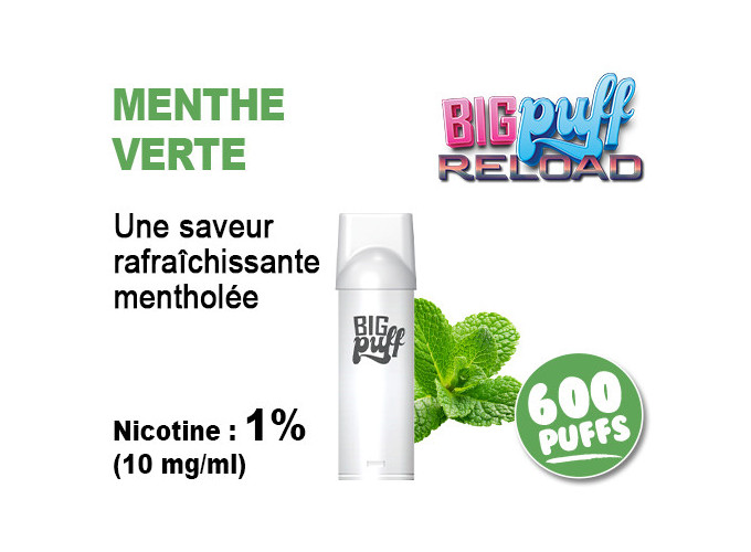 BIG PUFF RELOAD 2 POD MENTHE VERTE 10 MG