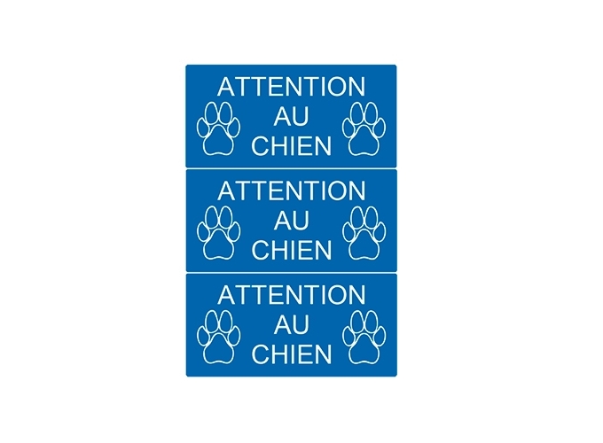 BLISTER DE 3 PLAQUES   ATTENTION AU CHIEN   BLEU