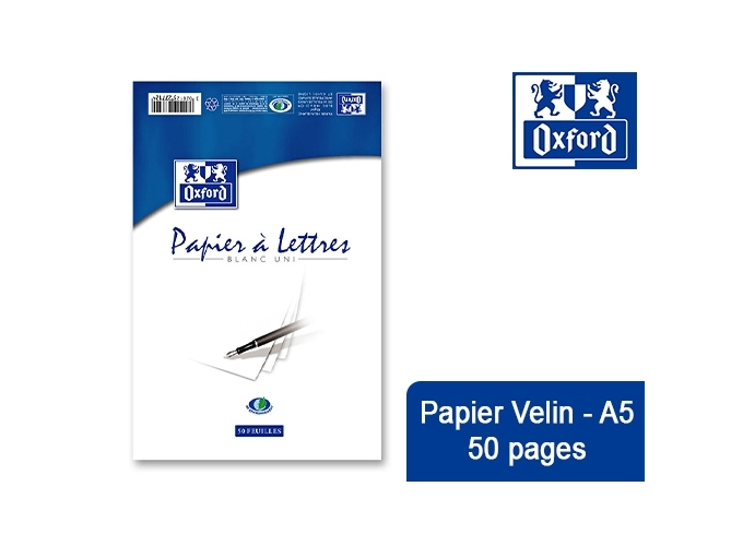 BLOC LETTRE OXFORD VELIN FILIGR. A5 UNI (10)