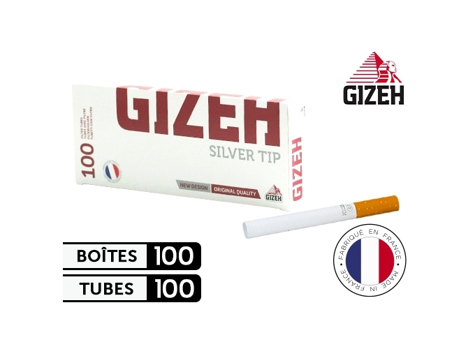 BOITE 100 TUBES GIZEH SILVER PAPIER TIP  (100)