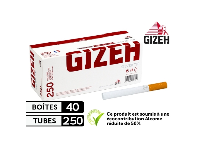 BOITE 250 TUBES GIZEH SILVER PAPER TIP (40)
