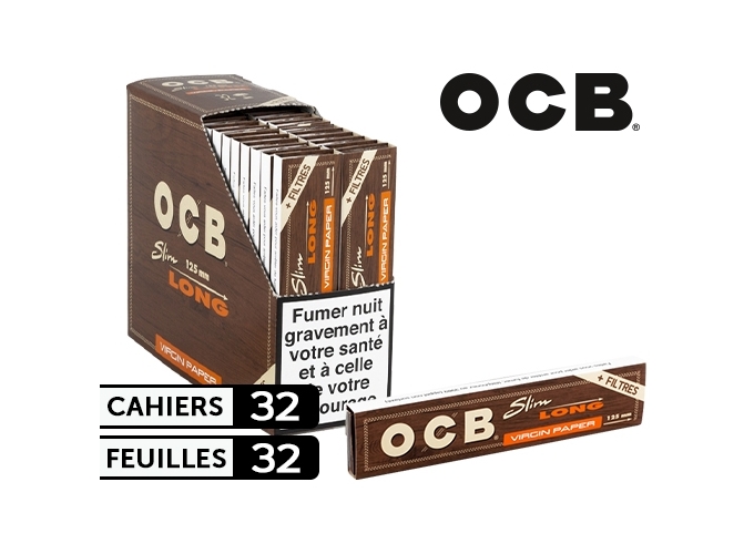 BOITE 32 CAHIERS 32F.OCB SLIM VIRGIN FILTRES XL(1)