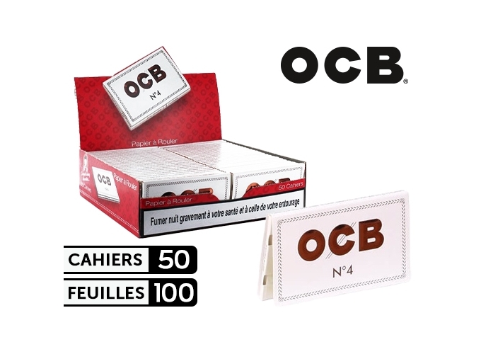 BOITE 50 CAHIERS 100 F. OCB N°4 BLANC  (1)