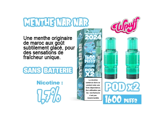 BOITE DE 2 POD 2.0 MENTHE NARNAR 1.7%