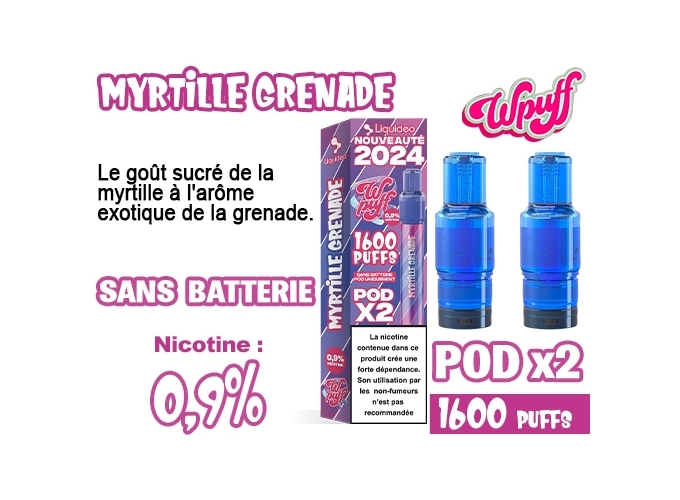 BOITE DE 2 POD 2.0 MYRTILLE GRENADE  0.9%