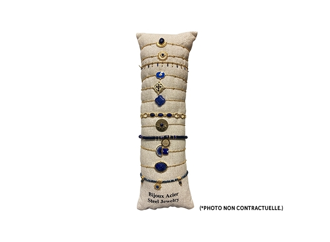 BRACELET ACIER BLEU DORE FEMME  (12)